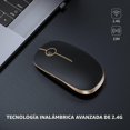 thumbnail image 3 of Ratón Inalámbrico 2.4G, Ratón Portátil Delgado para Computadora Portátil con Receptor Nano, Ratón Óptico Silencioso para Notebook, PC, Laptop, Computadora - Negro y Oro, 3 of 9