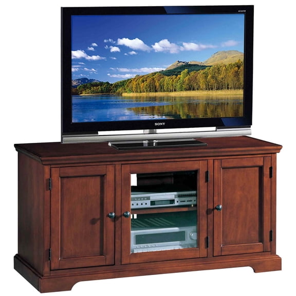 TV Stand with Storage Fits 65 TVs Entertainment Center, Westwood Brown Cherry
