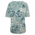 thumbnail image 5 of Womens Shirts Summer Floral Print T Shirt Half Sleeved Round Neck Shirt 3/4 Sleeved T Shirt Loose Large Size T Shirt Womens Tops, 5 of 5