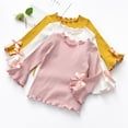 thumbnail image 6 of GYRATEDREAM Unisex Toddler Baby Solid Color Undershirt Boys Girls Wooden Ear Edge Fall Top Kids Long Sleeve Crew Neck Blouses Top for 1-8 Years, 6 of 7