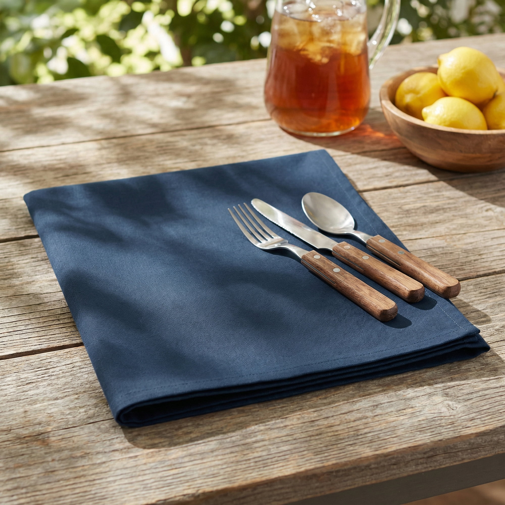 Unique Bargains 6Pcs Polyester Reusable Cloth Napkins Navy Blue 16x16inch