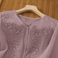 thumbnail image 5 of Embroidered 3/4 Sleeve Boho Tops Cotton Boho Tops Solid Color Work Blouses Gauze Shirts For Women Peasant Tops For Women Linen Long Sleeve Shirt Women Boho Peasant Gauze Blouses Cute Flowy Tops, 5 of 8