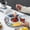 Light Blue, variant on Round 5-Compartment Candy Box Snack Tray - Dried Fruit & Nuts Server - Sturdy Divided Party Platter - Easy Clean Food Organizer