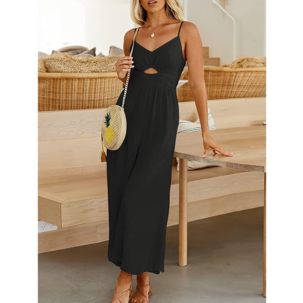 Mono de pierna ancha,Mono de pierna ancha para mujer Mono de verano Mono sin mangas Respuesta rápida
