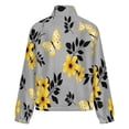 thumbnail image 6 of Jackets for Women Winter Coat Jackets Flannel Stand Collar Jacket(Yellow Floral Butterfly Print,Size:S-4XL), 6 of 7