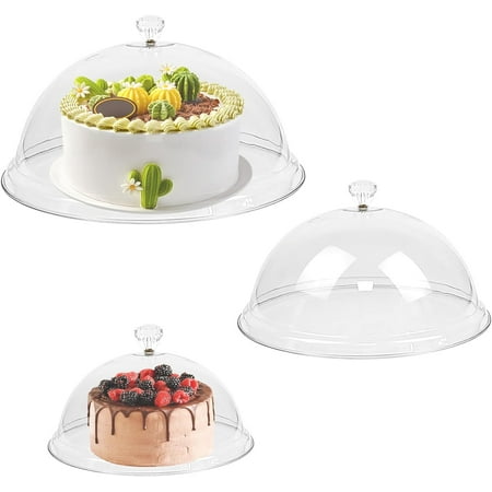 3 Pieces Clear Cake Dome Cover 8 10 12 Acrylic Cake Stand Cover Round Cake Cloche Dome Food Plastic Cake Cover for Food Freshness Dessert Plate Box Tray Display (0.1)