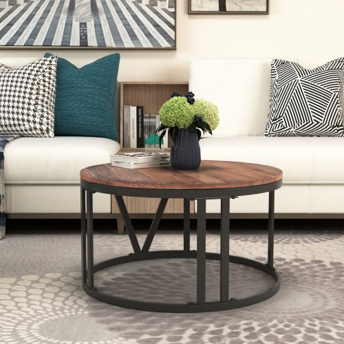 Rustic Round Coffee Table Amazon / WE Furniture AZF30MWCTRO