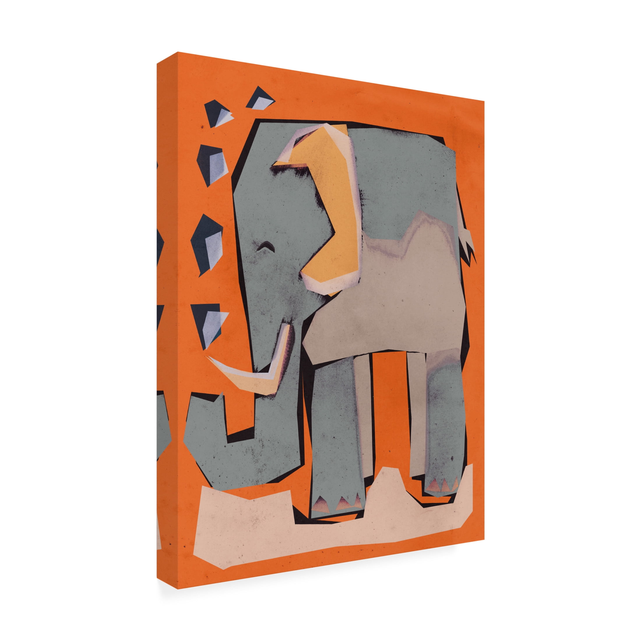 Canvas Wall Art - Treechild 'Happy Elephant' Wall Art for Living Room, Bedroom, or Office D?cor by Trademark Fine Art - 14 x 19 Inches
