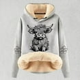 thumbnail image 4 of Puliio Womens Plus Size Hoodies Cute Cow Print Casual Fashion Plus Thick Long Sleeved Hoodie Soft Added Fleece Warm Comfortable Drawstring Hoody Pullover With Pocket, 4 of 4