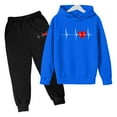 thumbnail image 2 of Gaexia Back To School Clothes for Boys Boys Tracksuit Size 7 Sweatshirt and Pants Fall Outfits Loose Fit Hoodie Sets 2 Pieces Kids Sweatsuit,Blue,3-4 Years, 2 of 3