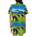 thumbnail image 3 of Picia Grazing Cows Mountain View Pajamas Sets for Women Soft Short-Sleeved Pjs with Lounge Shorts Two Piece Sleepwear-XX-Large, 3 of 9