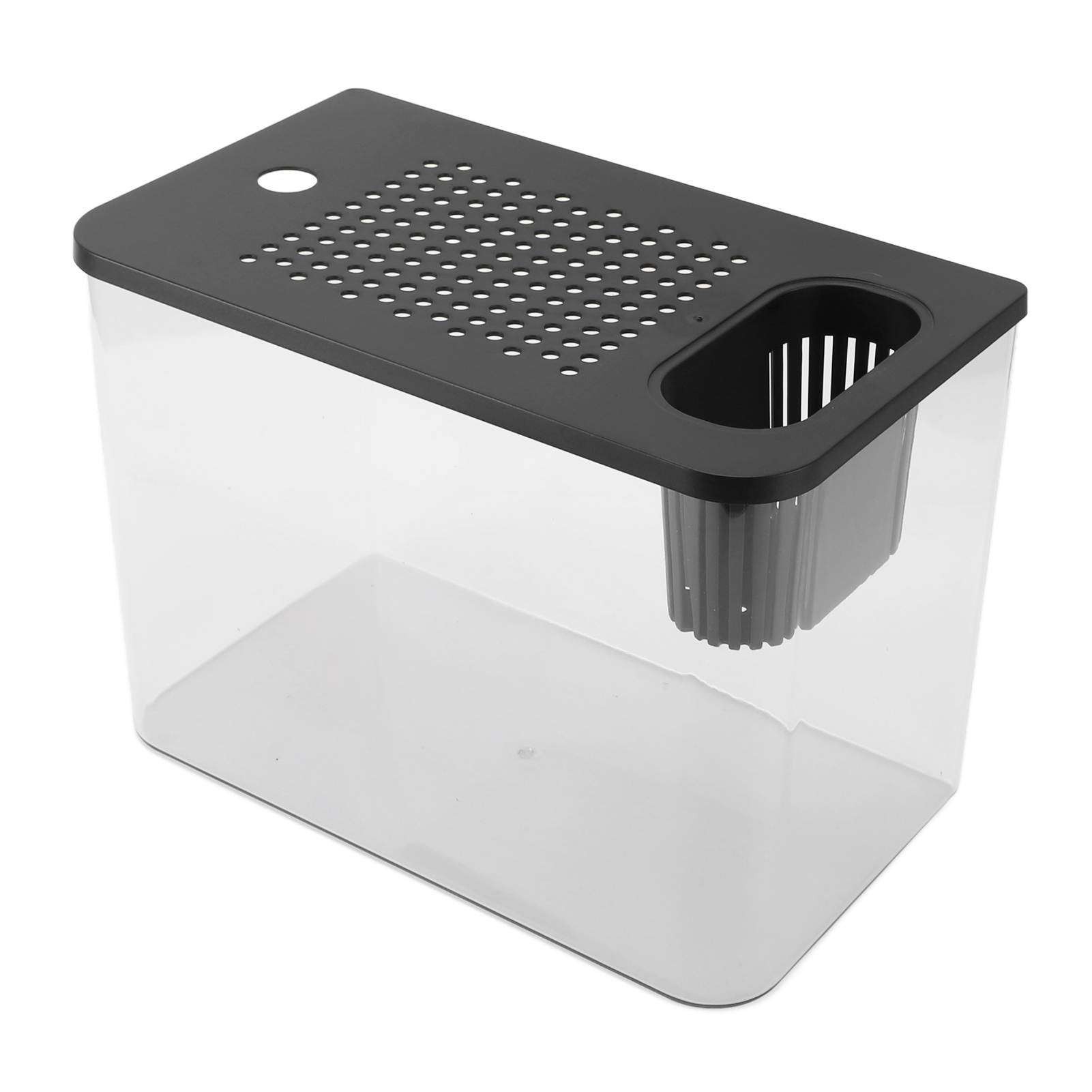 YAHHU Small Plastic Clear Micro Landscape Desktop Aquarium Fish Tank for Goldfish Betta Turtle, Black, 12.4x7.1x8.9 inches / 31.6x18x22.5 cm