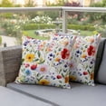 thumbnail image 5 of Pack of 2 Outdoor Pillow Covers 26x26 Inch Waterproof Floral Throw Pillow Covers,Decorative Couch Pillow Shams Protectors Red Yellow Pink Blue Flower Purple Lavender Leaf Patio Cushion Pillowcases, 5 of 8
