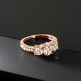 thumbnail image 3 of Gem Stone King 1.57 Ct Oval Peach Morganite 18K Rose Gold Plated Silver Moissanite Ring (Size 9), 3 of 4