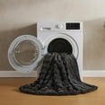 thumbnail image 7 of Faux Fur Throw Blanket, Dark Grey Cozy Plush Bubble Bed Blanket, Thick and Warm King Size (108" x 90"), 7 of 7
