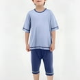 thumbnail image 2 of ZACPNCV Boys Athletic Short Sets 2 Piece 3/4 Sleeve T-Shirt and Pants for Kids Loose Outfit Sets Blue 2-3 Years, 2 of 7