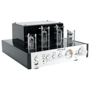 Rockville BluTube Tube Amplifier+6.5 Wood Bookshelf Speakers+36 Wood Stands + Rockville BLUE 14G50 OFC 14 Gauge 50 Foot 100% Copper Speaker Wire