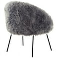 thumbnail image 6 of Anthony Faux Fur Black Powder Coated Metal Leg Accent Chair, Grey, 6 of 9
