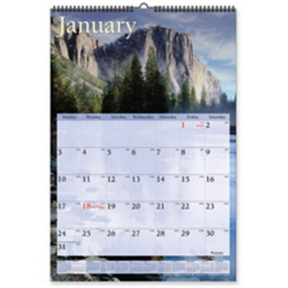 At-A-Glance  Monthly Wall Calendar - Scenic Photos - 12in.x17in