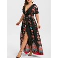 thumbnail image 1 of Vestido maxi dividido estampado de talla grande Rosegal Bikinis, 1 of 5