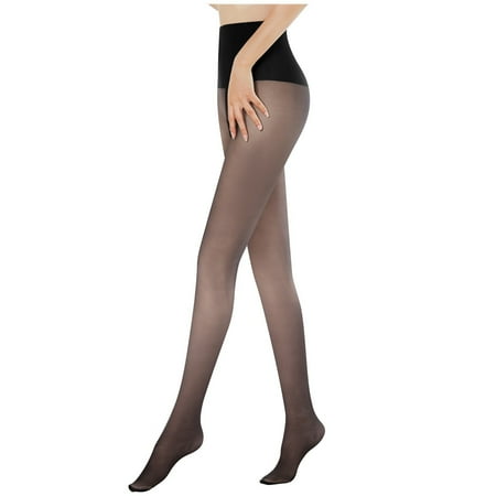 

yuehao socks women elastic button double layer translucent warm pantyhose opaque tights footed slim heating pantyhose black