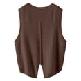 thumbnail image 3 of Glisme Sweater Vest Women Fashion Solid Color Vest Casual Loose Short Split Knit Sweater Vest Fashion Clothes Loose Fit Brown, 3 of 3