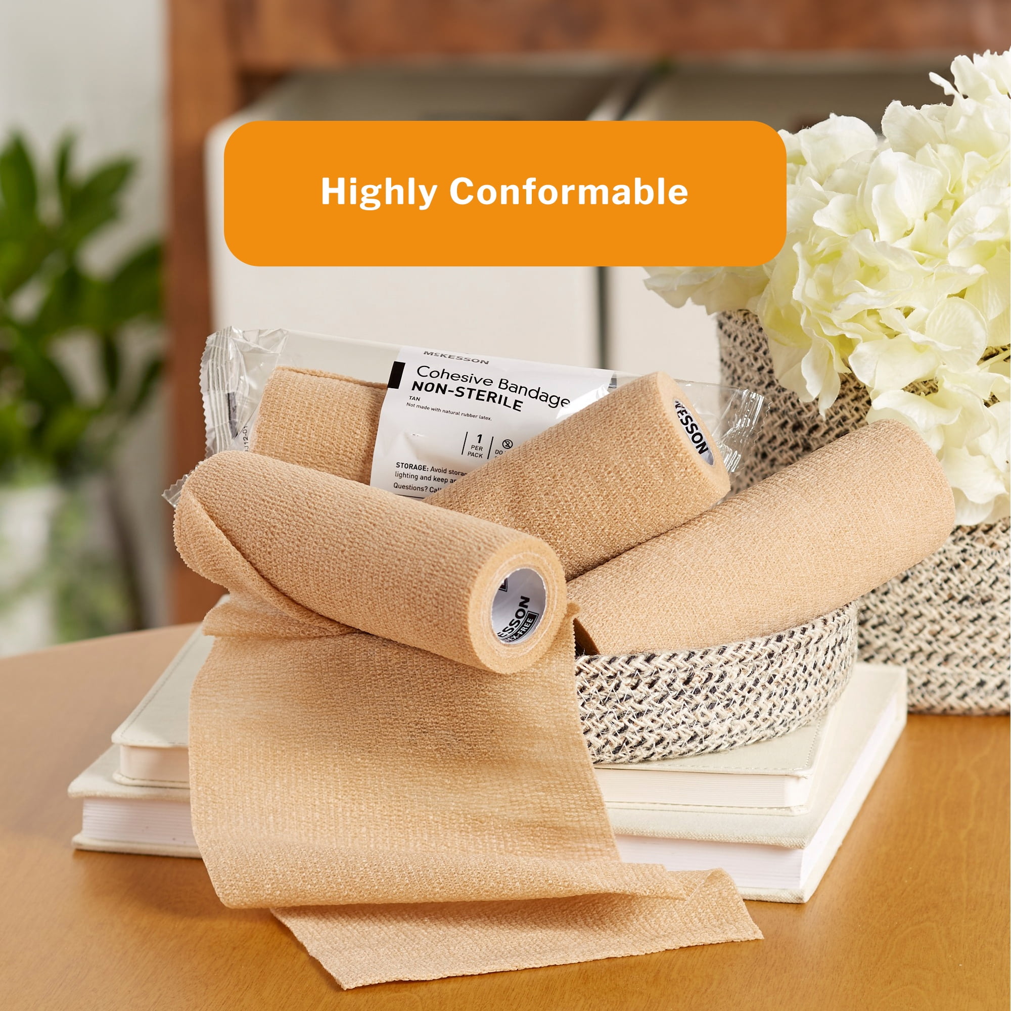 McKesson Cohesive Wound Bandages, Self-Adherent Compression Wrap, 3 in x 5 yd, 1 Count, 24 Packs, 24 Total