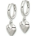 thumbnail image 2 of Sterling Silver Polished Puff Heart Dangle Hoop Earrings (25 X 25) Made In India qe7047, 2 of 5