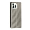 thumbnail image 4 of SaniMore for iPhone 15 Pro Wallet Case, Wrist Strap Magnetic Clasp, Card Slots Carbon Fibre Skin Shockproof TPU Anti-drop Anti-scractch Stand Business Full Body Protective Shell for iPhone 15 Pro,Gray, 4 of 10