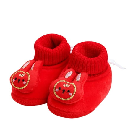 

Winter Children Toddler Shoes Boys And Girls Floor Shoes Non Slip Plush Warm Comfortable Elastic Band Chinese New Year Style