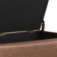thumbnail image 4 of Rebecca 36 inch Wide Rectangular Coffee Table Storage Ottoman with Lift Up Lid in Distressed Saddle Brown Vegan Leather, 4 of 13