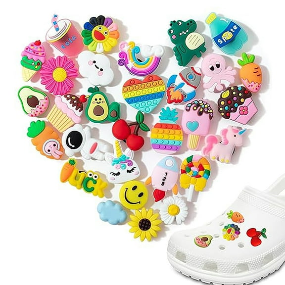 Shoe Decoration Charms, 30 Pack Random Different Cute Shoe Decoration Charms, Multicolor