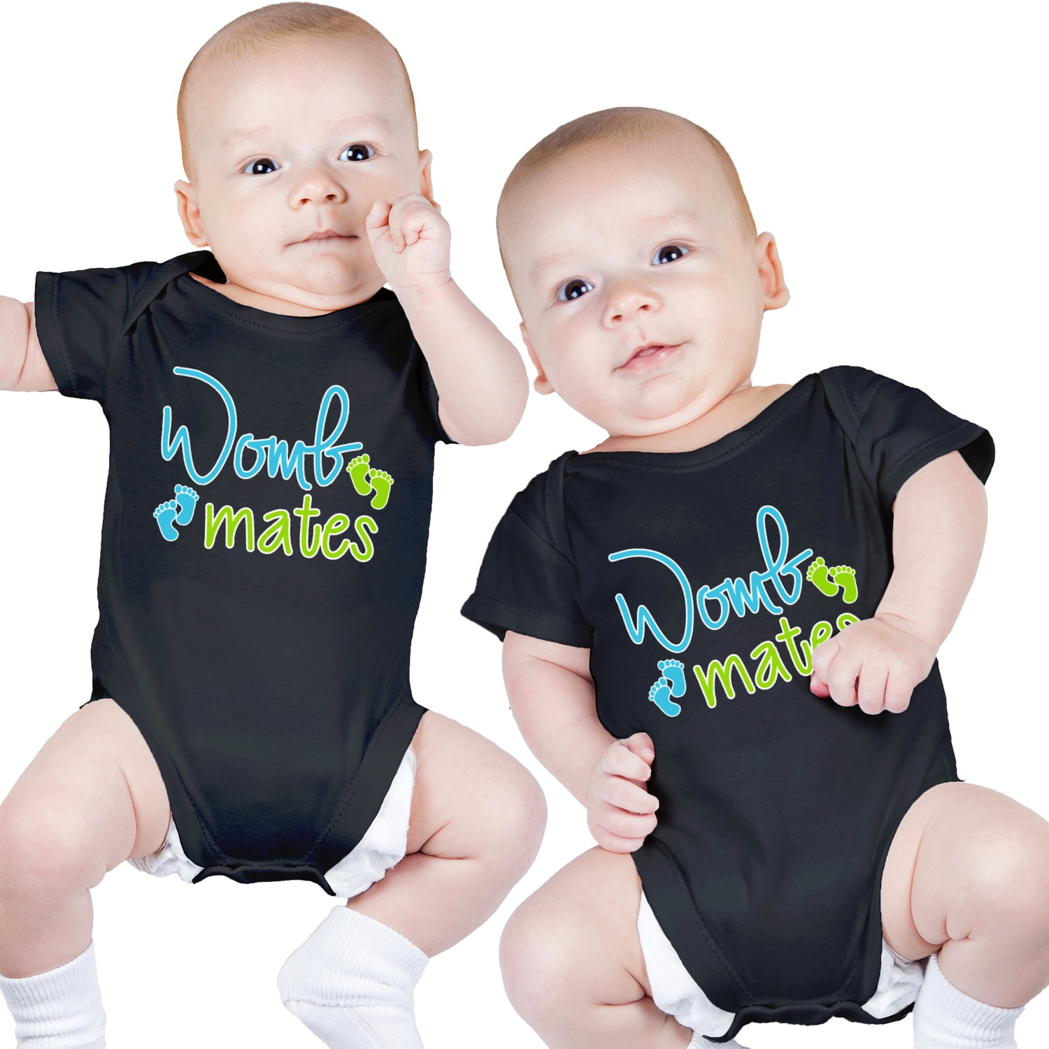 Twin Babys Clothing, Includes 2 Bodysuits, 03 Month Womb Mates