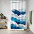 thumbnail image 6 of No Hook Shower Curtain, Blue Ombre Shower Curtains for Bathroom with See Through Top Window, Modern Geometric Abstract Art Moire Waterproof & Washable Bath Curtain Small Stall 36"x78", 6 of 9