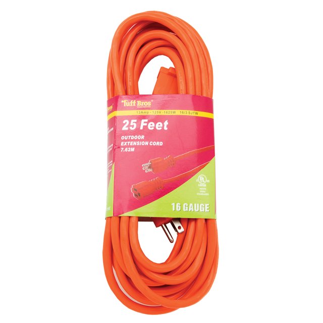 25' Grounded Outdoor Extension Cord UL Listed 13Amps