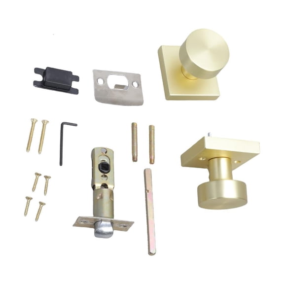 Practical Gold Door Knobs Interior Portable Sturdy Passage Hall Closet Satins Brass Finish for Modern Homes Use