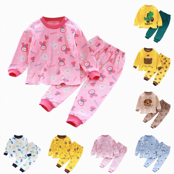 Gubotare Fall Outfits Child Spring Printing Pants Long Sleeve Round Neck Blouses Sets (Brown,4-5 Years)