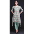 thumbnail image 4 of Bimba Green Ranunculus & Roses Floral Women Kurtas Ethnic Printed Asymmetric Summer Wear Tops For Women XXX-Large, 4 of 6