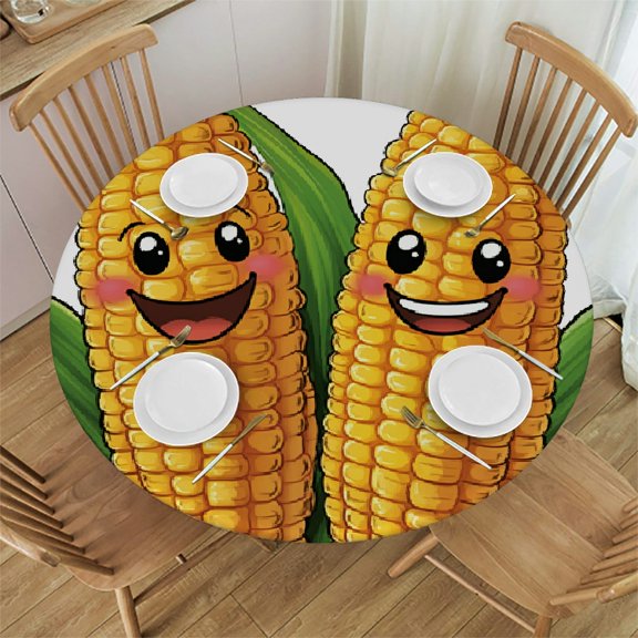 Autua Corn Cob Round Tablecloth Stain-Resistant Washable for Indoor Outdoor Restaurant Wedding Party - Great for Home Kitchen Holiday Dinners Various Sizes 31"-35