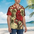 thumbnail image 2 of KLL Men's Hawaiian Shirt Short Sleeve Button Down Beach Shirts-Mythical Red Stag Illustration, 2 of 5