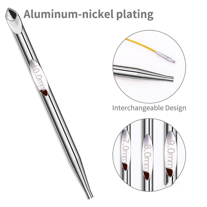 Afghan Tunisian Interchangeable Crochet Hook Carpet Crochet Hook Set 3mm-10.0mm Tunisian Crochet Hook Set