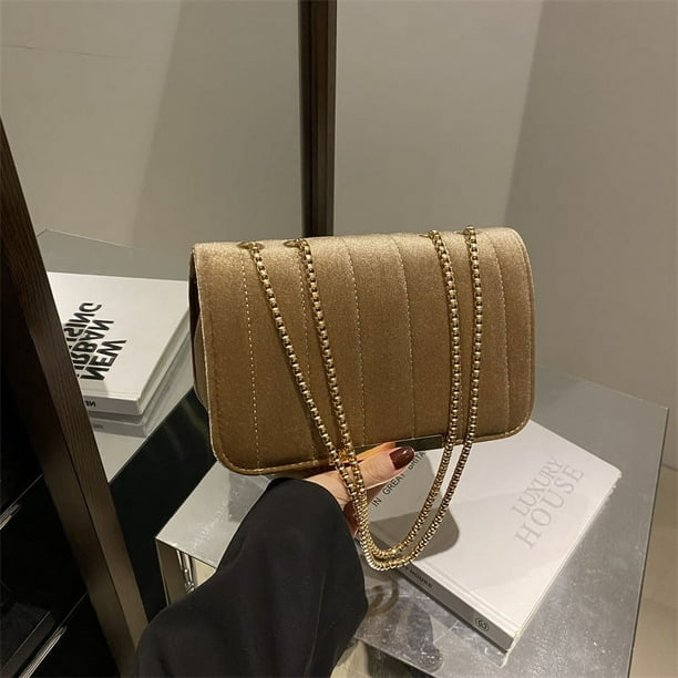Bolso de cadena de terciopelo dorado de moda para mujer, nuevo