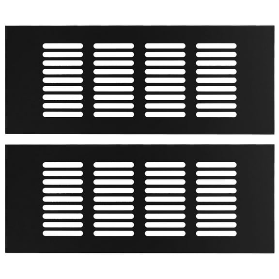 2 Pcs Aluminum Air Vent Cover with Rectangle Mesh Grille for Home Improvement Floor Wall Door Duct Black