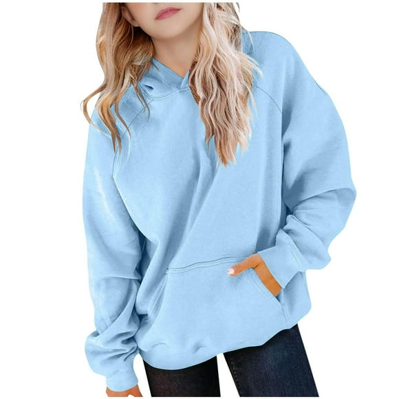 TBWNWG Chandail à Capuchon pour Filles Chandail à Manches Longues Haut Athlétique pour Enfants Hiver Décontracté Confortable Confortable, Tailles 12-13 Ans