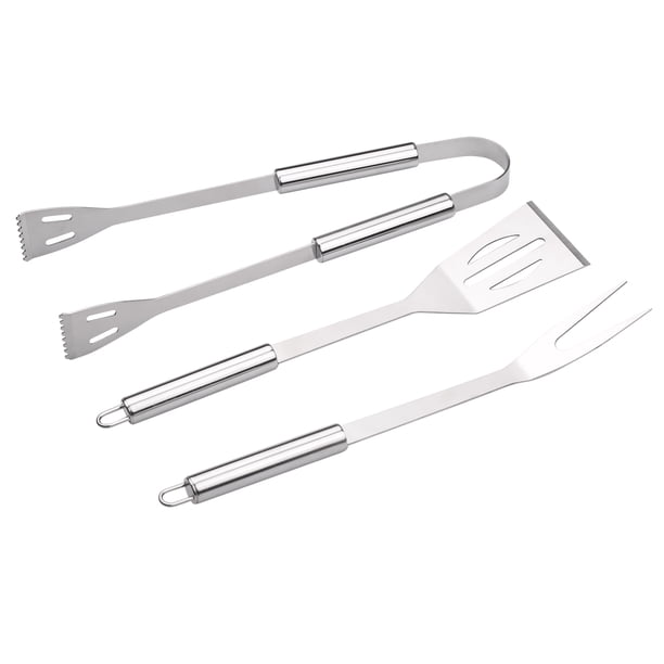 leyfeng Juego de herramientas para barbacoa de acero inoxidable de 14 pulgadas Juego de herramientas para parrilla portátil de 3 piezas Juego de utensilios para asar Teppanyaki
