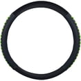 thumbnail image 2 of FH2022 Universal 15 Inch Green Genuine Leather Steering Wheel Cover with Lace-Up Detailing, 2 of 7