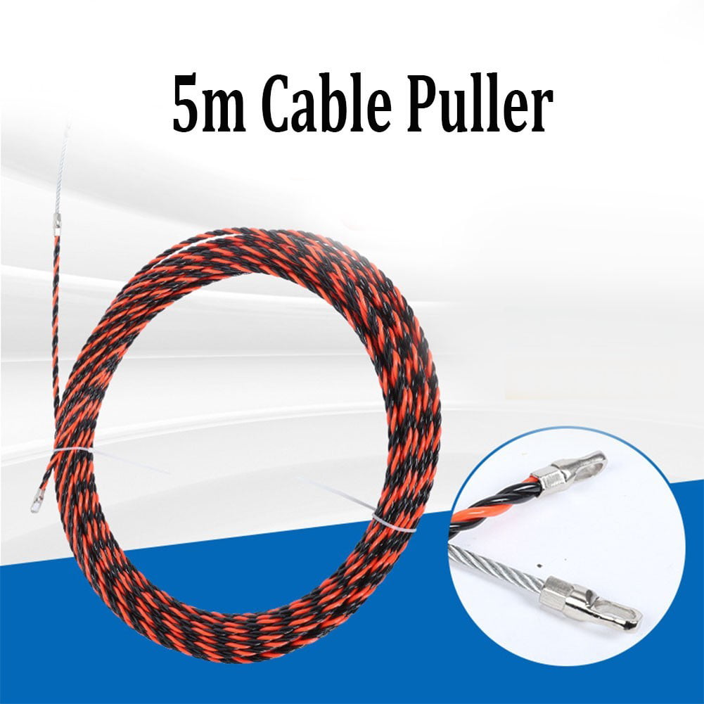 5m Fiberglass Nylon Fish Tape Cable Puller Pulling Electrical Wire Tool 