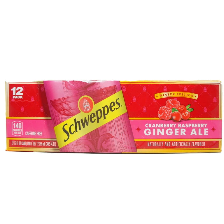 Schweppes Cranberry Raspberry Ginger Ale - Caffeine Free - 12 FL