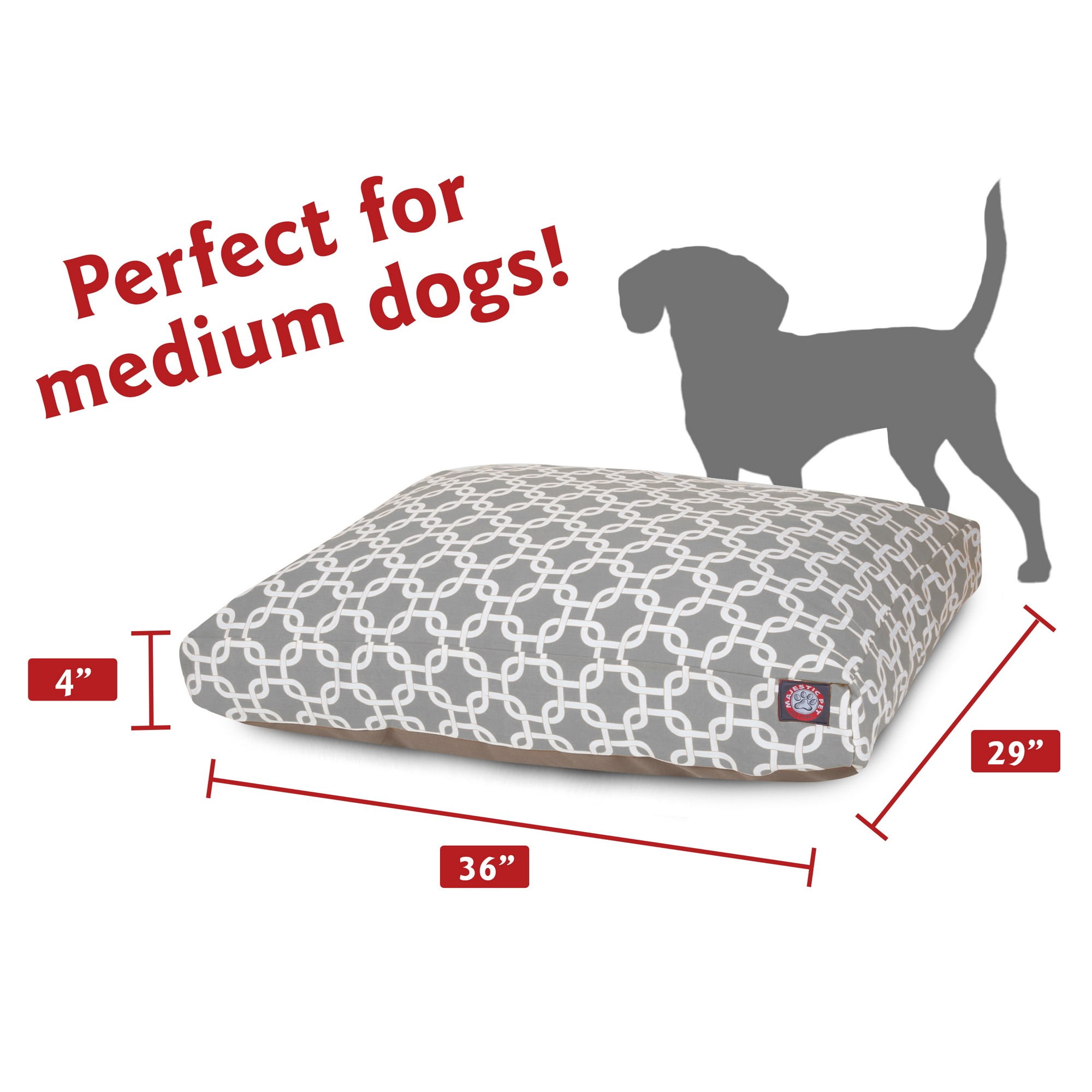 Majestic Pet | Links Shredded Memory Foam Rectangle Pet Bed For Dogs, Removable Cover, Gray, Medium