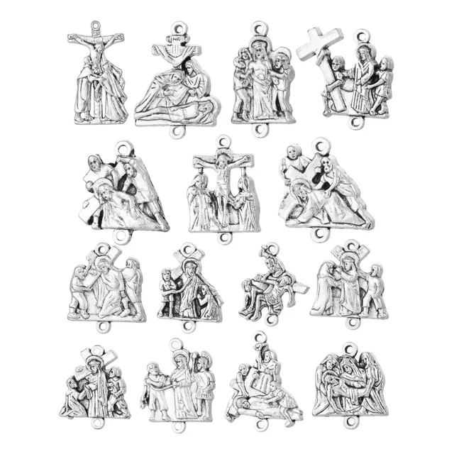 Juego De 15 Medallas Del Vía Crucis Para Piezas De Rosario